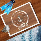 Rustic Wood Nautical Boat Name Anchor Rope Welkom Deurmat