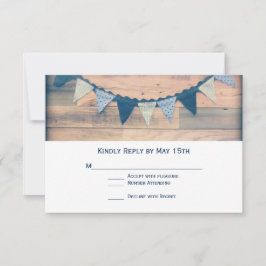 Rustic Wood Navy Banner Wedding RSVP-kaarten RSVP Kaartje