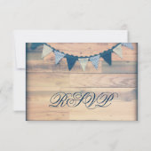 Rustic Wood Navy Banner Wedding RSVP-kaarten RSVP Kaartje (Achterkant)