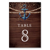 Rustic Wood Navy Blue Anchor Nautical Wedding Kaart (Voorkant)