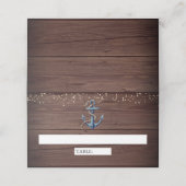 Rustic Wood Navy Blue Anchor Nautical Wedding Plaatskaartje (Buitenkant ongevouwen)