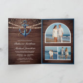 Rustic Wood Navy Blue Anchor QR Code Wedding (Binnen)
