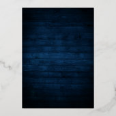 Rustic Wood Navy Blue Blush Pink Geometric Wedding Folie Uitnodiging (Achterkant)