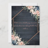 Rustic Wood Navy Blue Blush Pink Geometric Wedding Kaart (Achterkant)