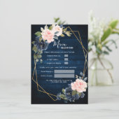 Rustic Wood Navy Blue Blush Pink Geometric Wedding Menu (Staand voorkant)