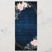 Rustic Wood Navy Blue Blush Pink Geometric Wedding Menu (Achterkant)