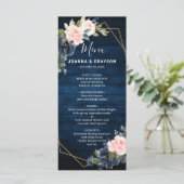 Rustic Wood Navy Blue Blush Pink Geometric Wedding Menu (Staand voorkant)