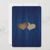 Rustic Wood Navy Blue Blush Roos Confetti Wedding Kaart (Achterkant)