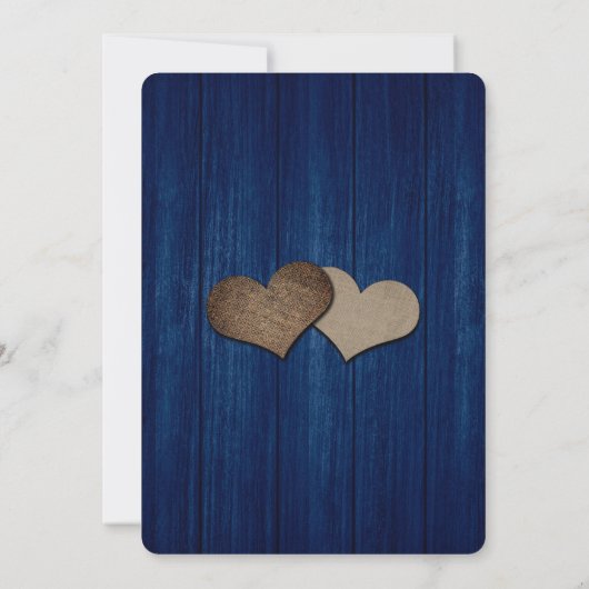 Rustic Wood Navy Blue Blush Roos Confetti Wedding Kaart (Achterkant)