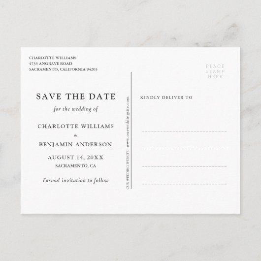 Rustic Wood Navy Blue Burgundy Gold Save the Date Aankondigingskaart (Achterkant)