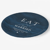 Rustic Wood Navy Blue Eat Drink, gehuwd Papieren Bordje (Gekanteld)
