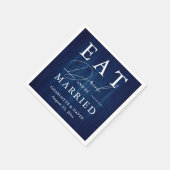 Rustic Wood Navy Blue Eat Drink, gehuwd Servet (Hoek)