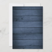 Rustic Wood Navy Blue Waterverf krans bruiloft Kaart (Achterkant)