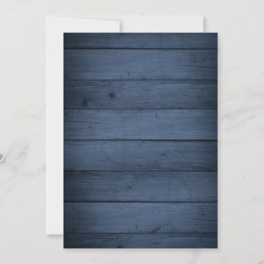Rustic Wood Navy Blue Waterverf krans bruiloft Kaart (Achterkant)