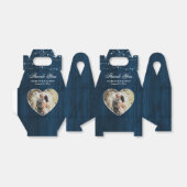Rustic Wood Navy Blue Wedding Photo Bedankdoosjes (Uitgevouwen)