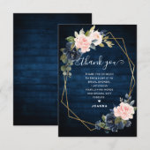 Rustic Wood Navy Blush Geometric Vrijgezellenfeest Bedankkaart (Voorkant / Achterkant)