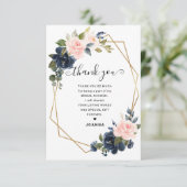 Rustic Wood Navy Blush Geometric Vrijgezellenfeest Bedankkaart (Staand voorkant)