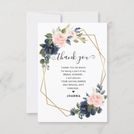 Rustic Wood Navy Blush Geometric Vrijgezellenfeest Bedankkaart