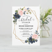 Rustic Wood Navy Blush Geometric Vrijgezellenfeest Kaart (Staand voorkant)