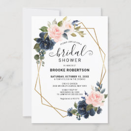 Rustic Wood Navy Blush Geometric Vrijgezellenfeest Kaart