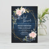 Rustic Wood Navy Blush Geometric Vrijgezellenfeest Kaart (Staand voorkant)