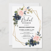 Rustic Wood Navy Blush Geometric Vrijgezellenfeest Kaart (Voorkant)