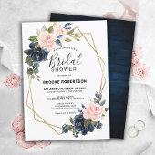 Rustic Wood Navy Blush Geometric Vrijgezellenfeest Kaart