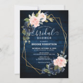 Rustic Wood Navy Blush Geometric Vrijgezellenfeest Kaart (Voorkant)
