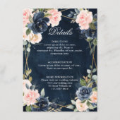 Rustic Wood Navy Blush Geometric Wedding Details E Informatiekaartje (Voorkant)