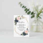 Rustic Wood Navy Blush Geometrische bruiloft recep Informatiekaartje (Staand voorkant)