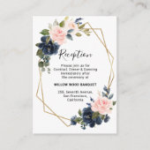 Rustic Wood Navy Blush Geometrische bruiloft recep Informatiekaartje (Voorkant)
