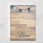 Rustic Wood Navy Bunting Banner Wedding Invites Kaart (Achterkant)