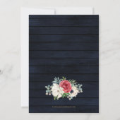 Rustic Wood Navy Burgundy Gold Engagement Party Kaart (Achterkant)