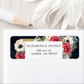 Rustic Wood Navy Burgundy Gold Floral Wedding Etiket (Insitu)