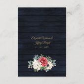 Rustic Wood Navy Burgundy Gold Floral Wedding Informatiekaartje (Achterkant)