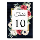 Rustic Wood Navy Burgundy Gold Floral Wedding Kaart (Achterkant)