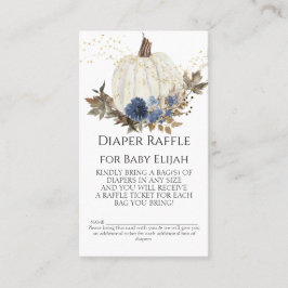Rustic Wood Navy Dusty Blue Floral Raffle Visitekaartje
