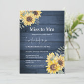 Rustic Wood Navy Sunflower Vrijgezellenfeest Kaart (Staand voorkant)