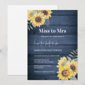 Rustic Wood Navy Sunflower Vrijgezellenfeest Kaart (Voorkant / Achterkant)
