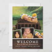 Rustic Wood New Baby Photo Collage Welkom Aankondiging (Voorkant)