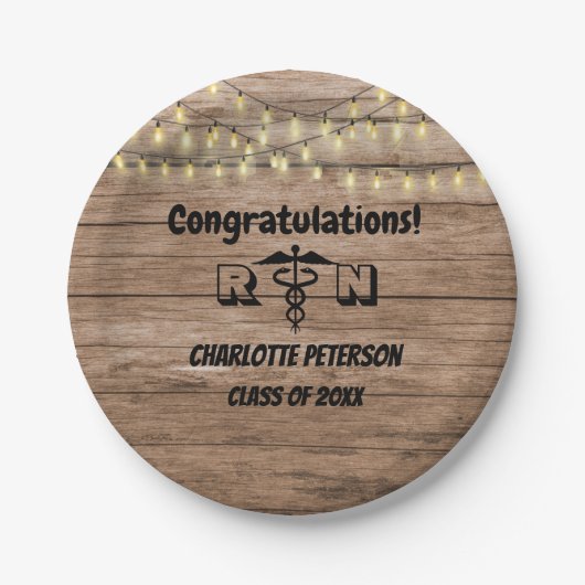 Rustic Wood Nurse Graduse Party Paper Bord (Voorkant)