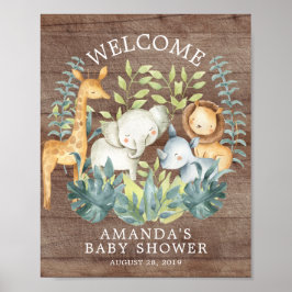 Rustic Wood Oerwoud WelkomstBaby shower Poster