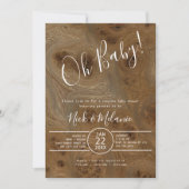Rustic Wood Oh Baby gecoed baby shower Kaart (Voorkant)