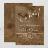Rustic Wood Oh Baby gecoed baby shower Kaart (Voorkant / Achterkant)