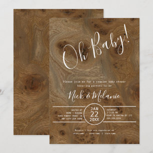 Rustic Wood Oh Baby gecoed baby shower Kaart