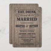 Rustic Wood Old Western Wedding Invitations Kaart (Voorkant / Achterkant)