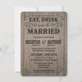 Rustic Wood Old Western Wedding Invitations Kaart (Voorkant)