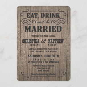 Rustic Wood Old Western Wedding Invitations Kaart