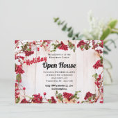 Rustic Wood Open House nodigt kerstFeestdagen uit Kaart (Staand voorkant)