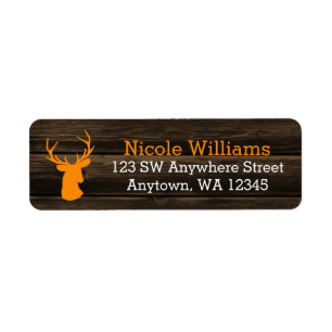 Rustic Wood Oranje Buck Deer Etiket
